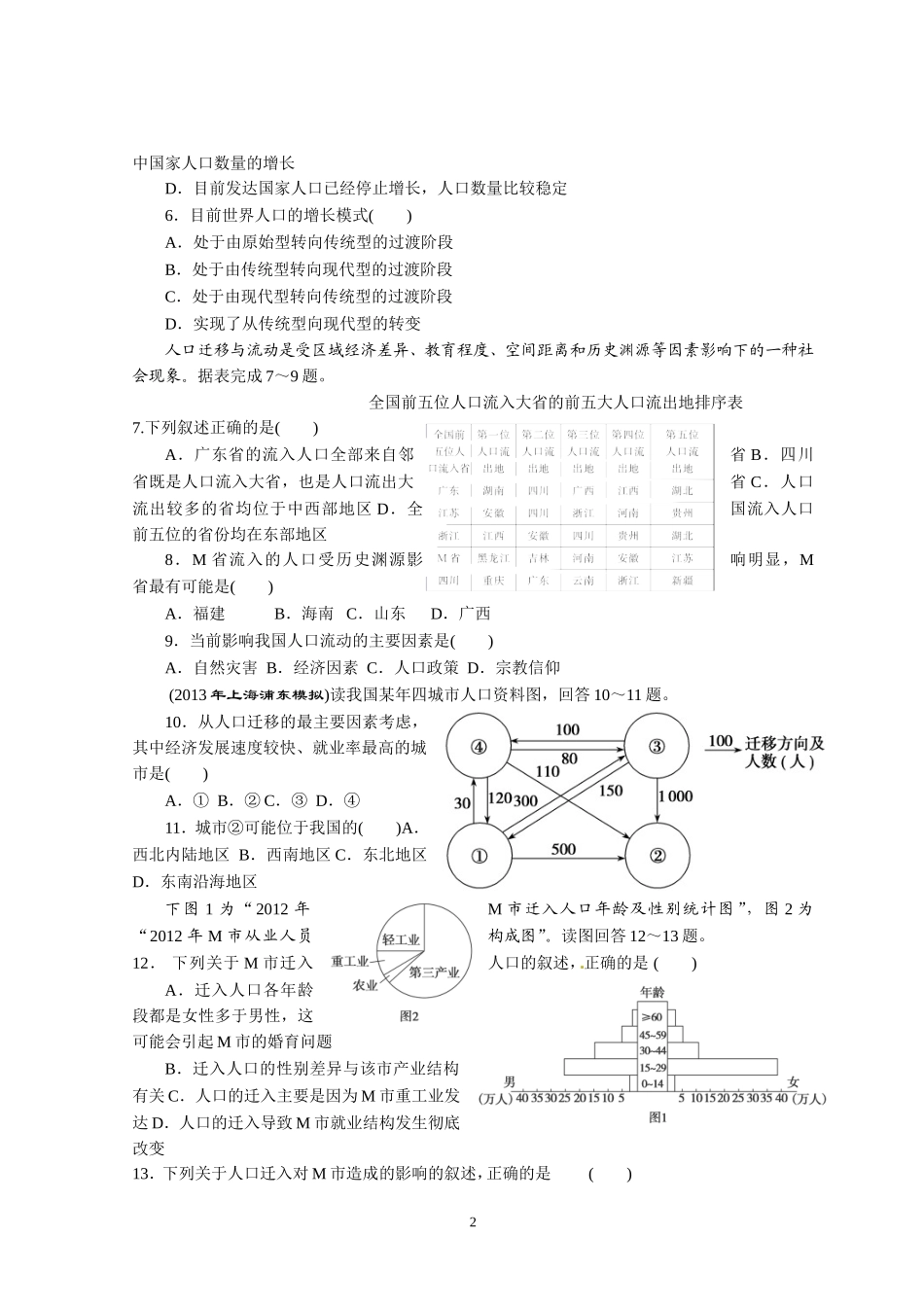 2015届高三地理第六次课堂考试_第2页