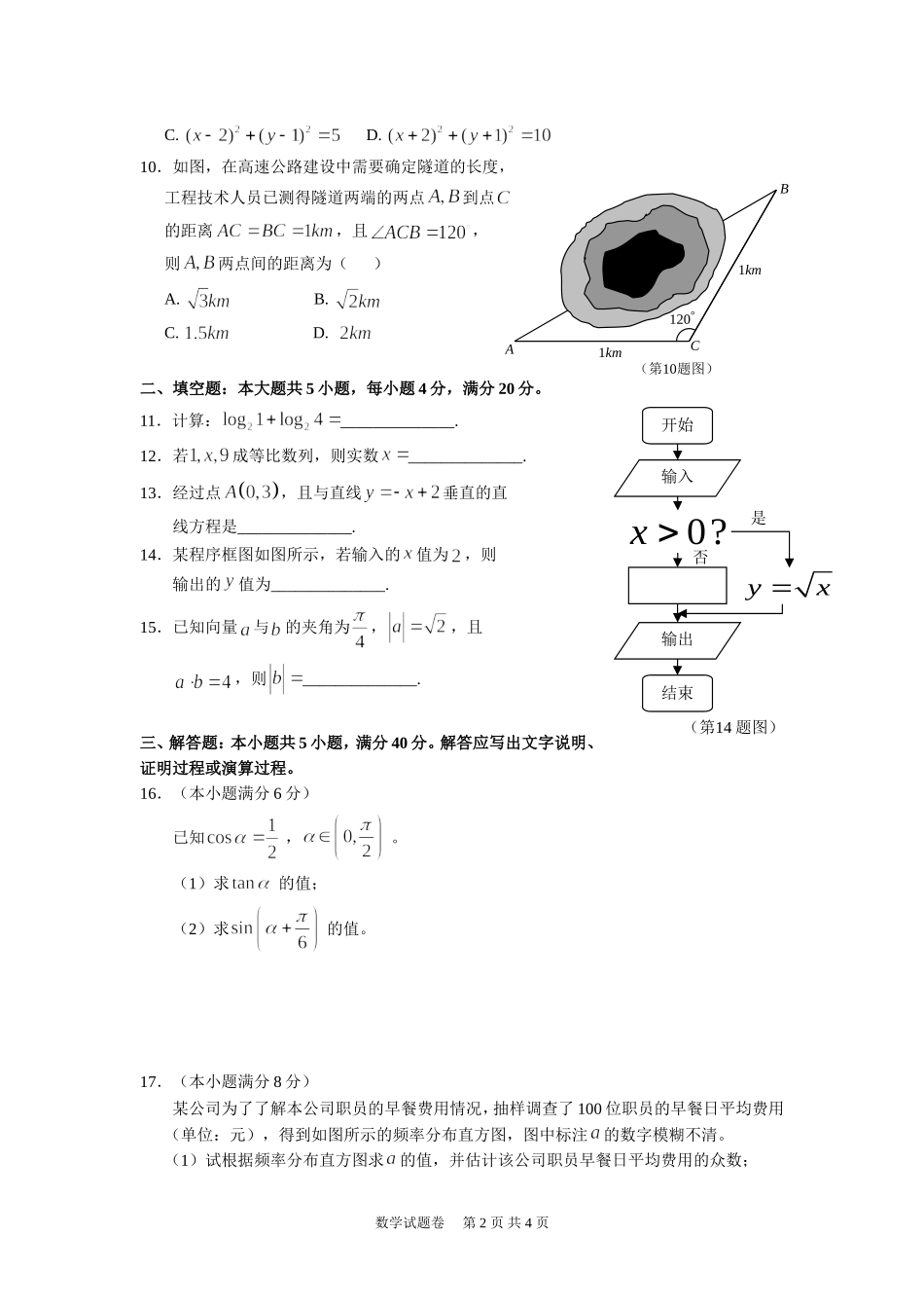 2013年湖南省普通高中学业水平数学考试试卷_第2页