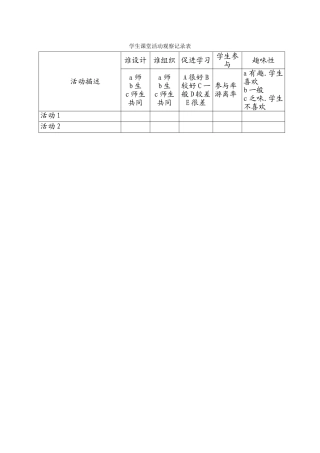 学生课堂活动观察记录表
