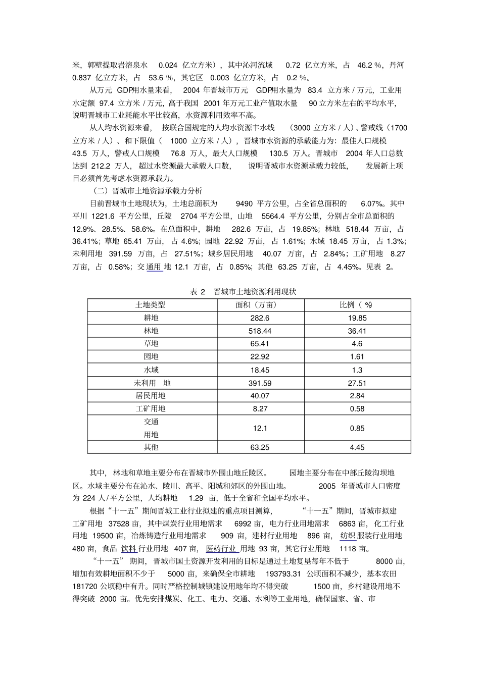 山西晋城资源环境承载力分析报告_第2页