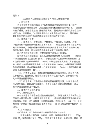 山西第六届烹饪技能大赛技术文件