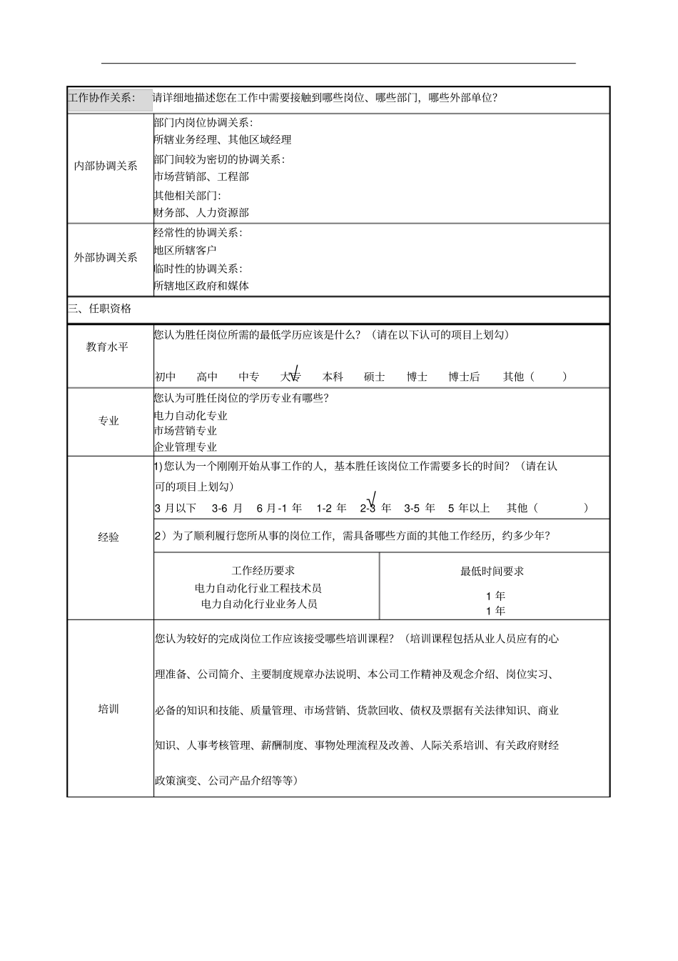 岗位职责说明书调查表_第3页