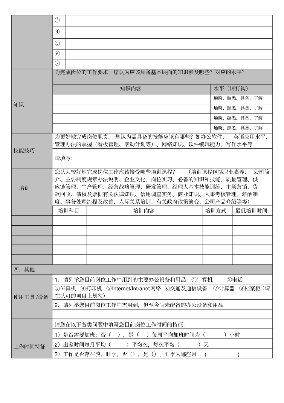 岗位说明书调查问卷_第3页