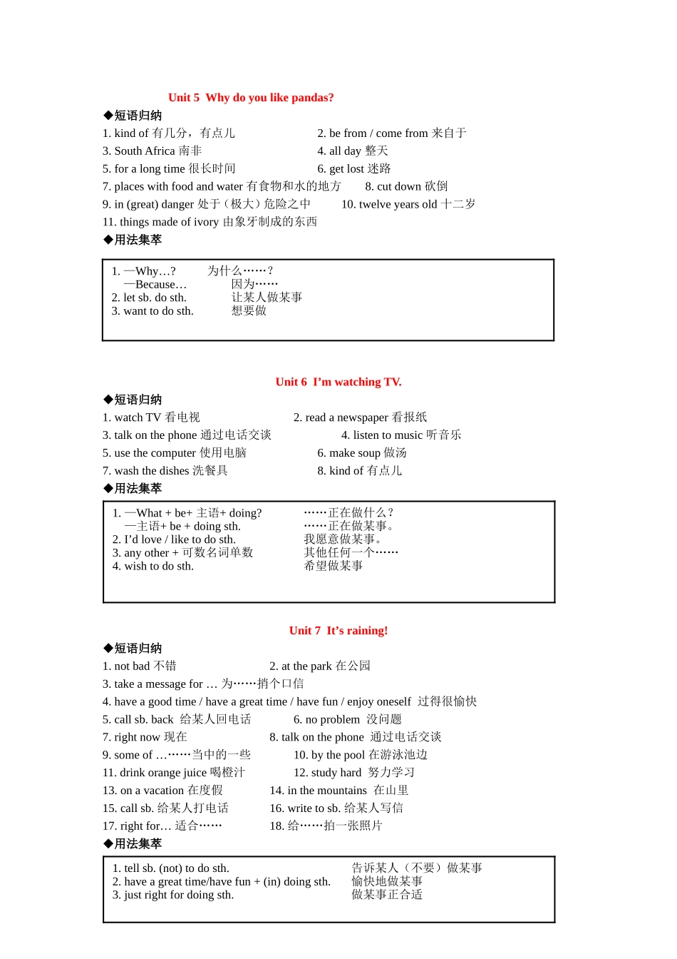 七下u1-u12短语归纳_第3页