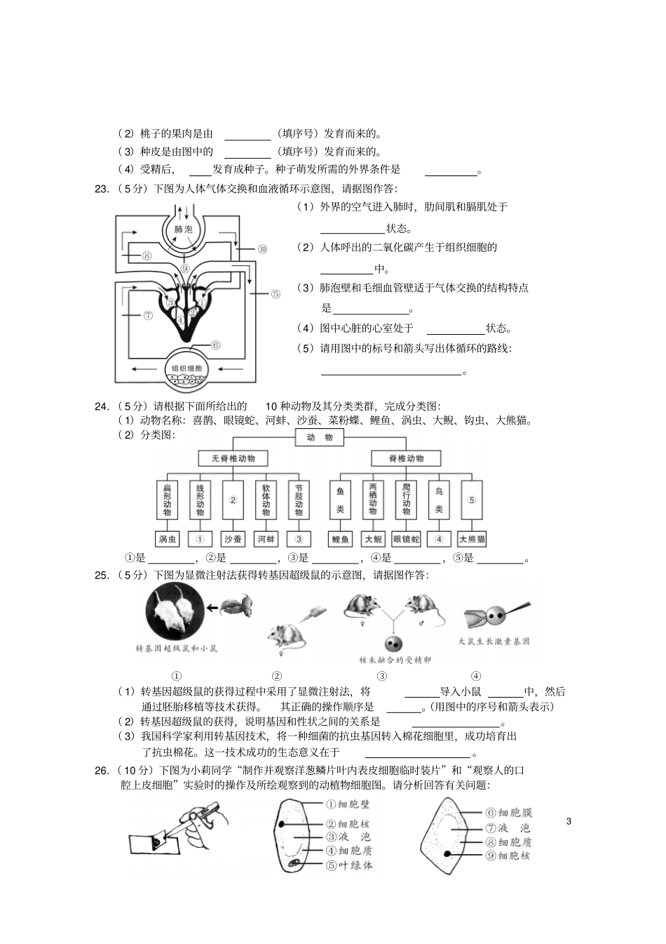 岳阳生物毕业会考试卷_第3页