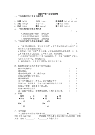 《我的母亲》达标检测题
