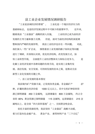 工业企业发展情况调研报告