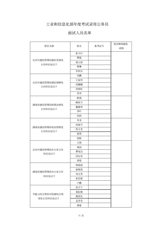 工业和信息化部年考试录用公务员