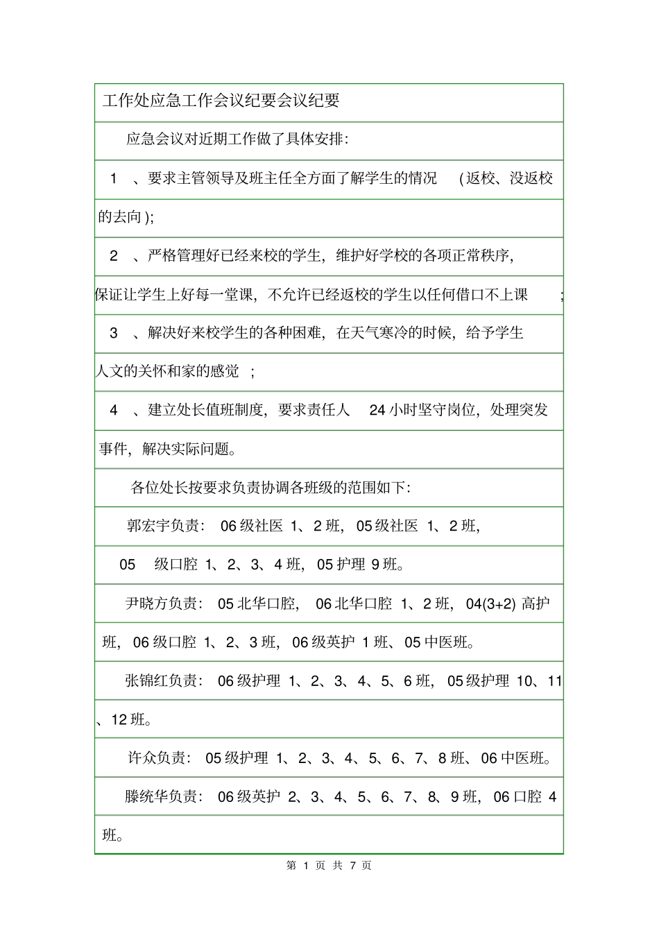 工作处应急工作会议纪要会议纪要_第1页