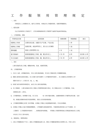 工作服管理规定