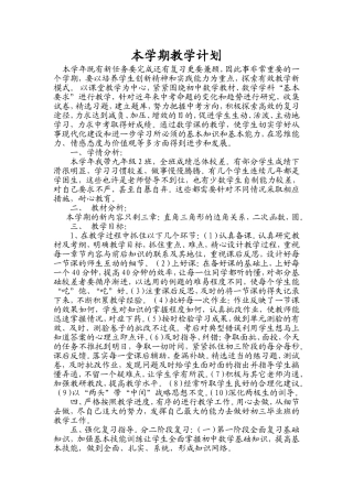 2015年九年级数学下册教学计划