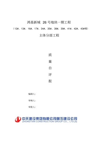 工程主体分部验收总结报告综合