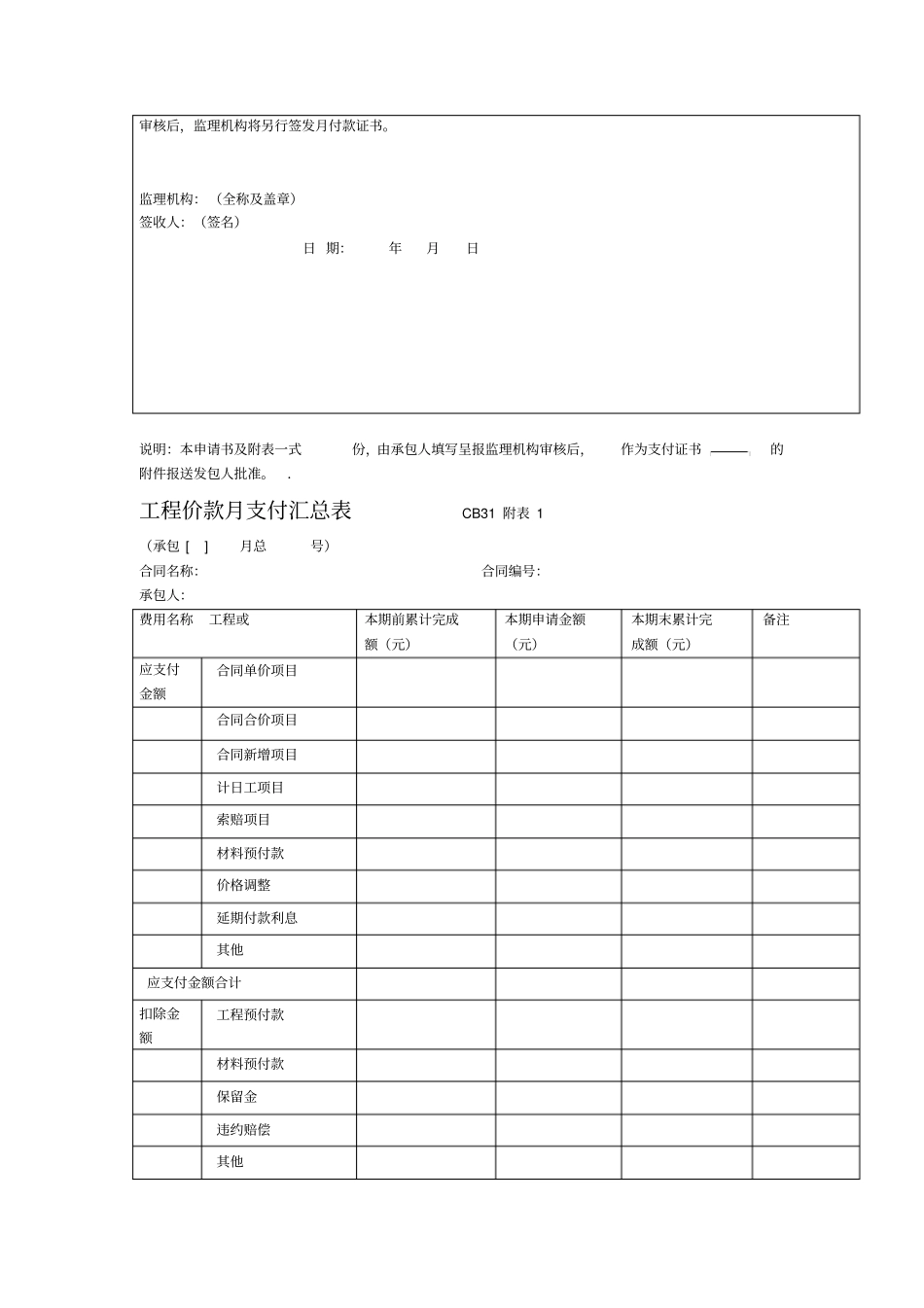 工程价款月支付申请书_第2页