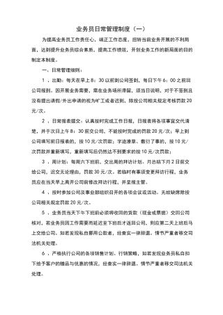 业务员日常管理制度