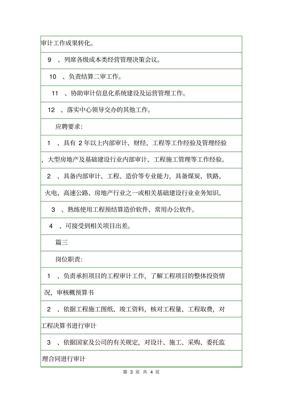 工程审计主管的岗位职责岗位职责_第3页