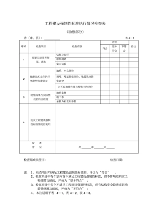 工程建设强制性标准执行情况检查表-工程实体质量检查