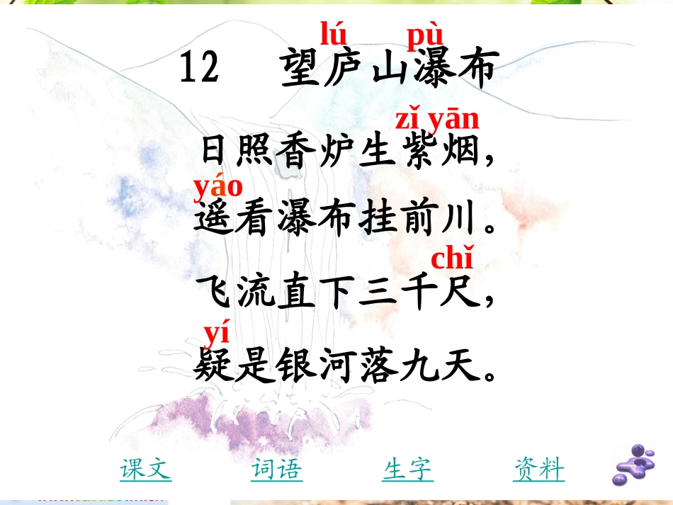 《望庐山瀑布》课件_第2页