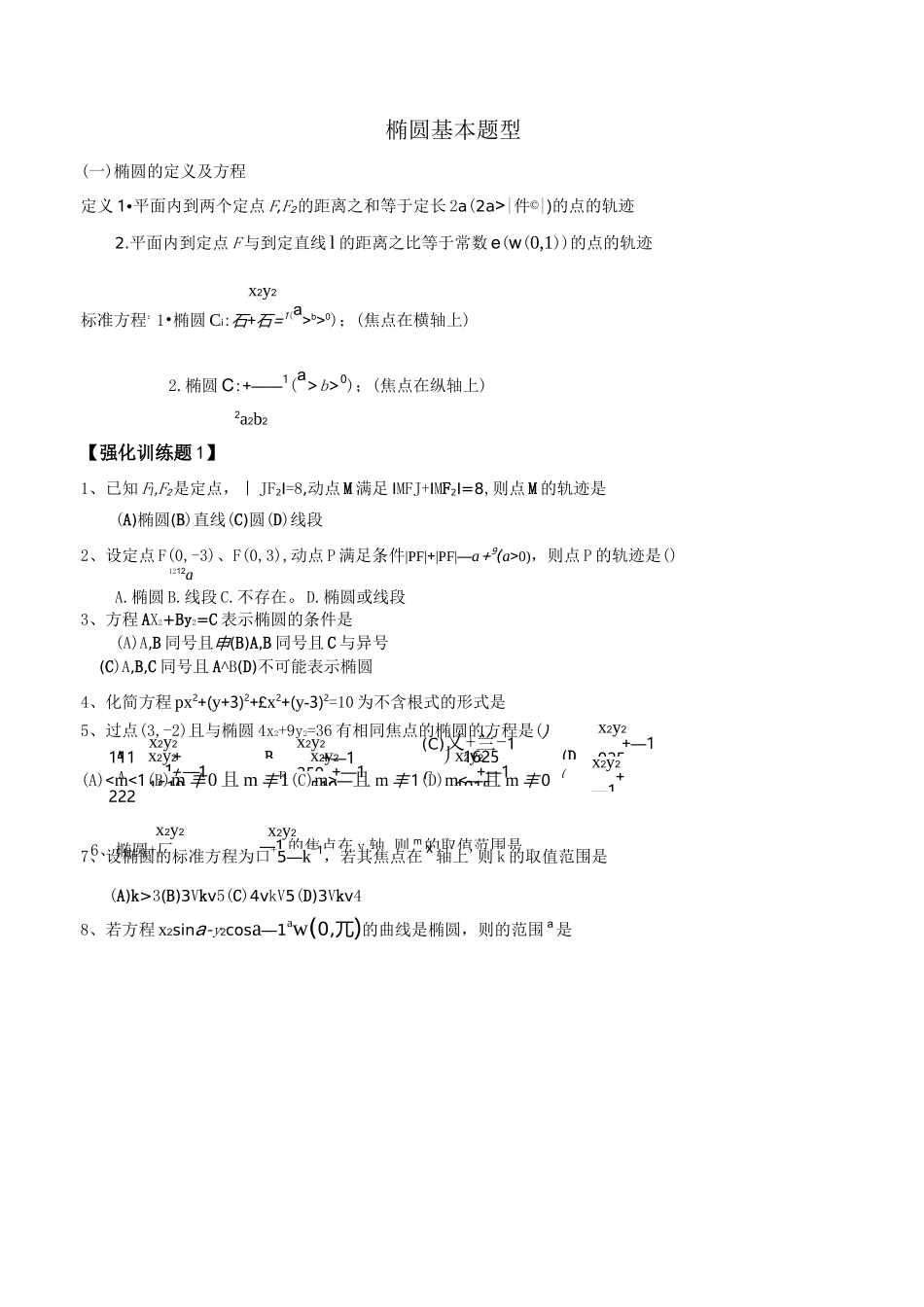 椭圆基本题型_第1页