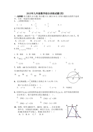 2015年九年级数学综合训练试题(五)胡余华