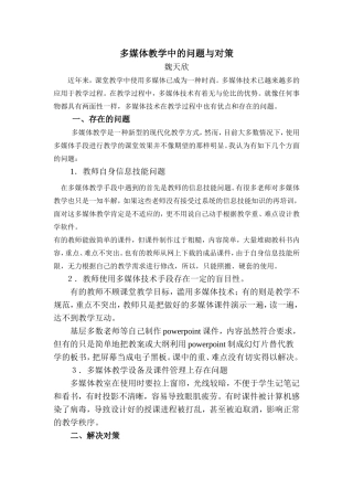 多媒体教学中的问题与对策