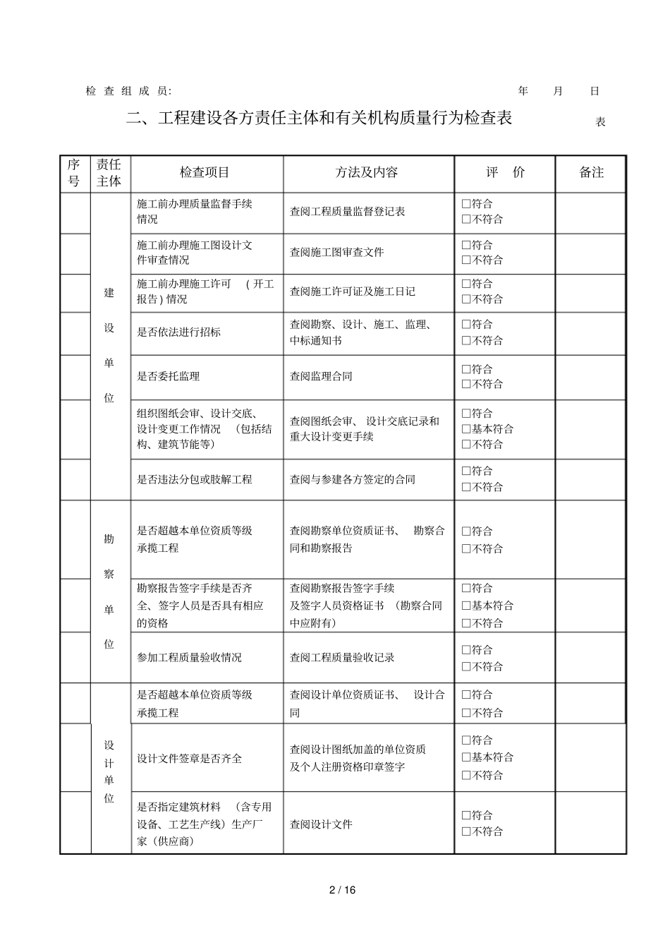 工程检查情况表_第2页
