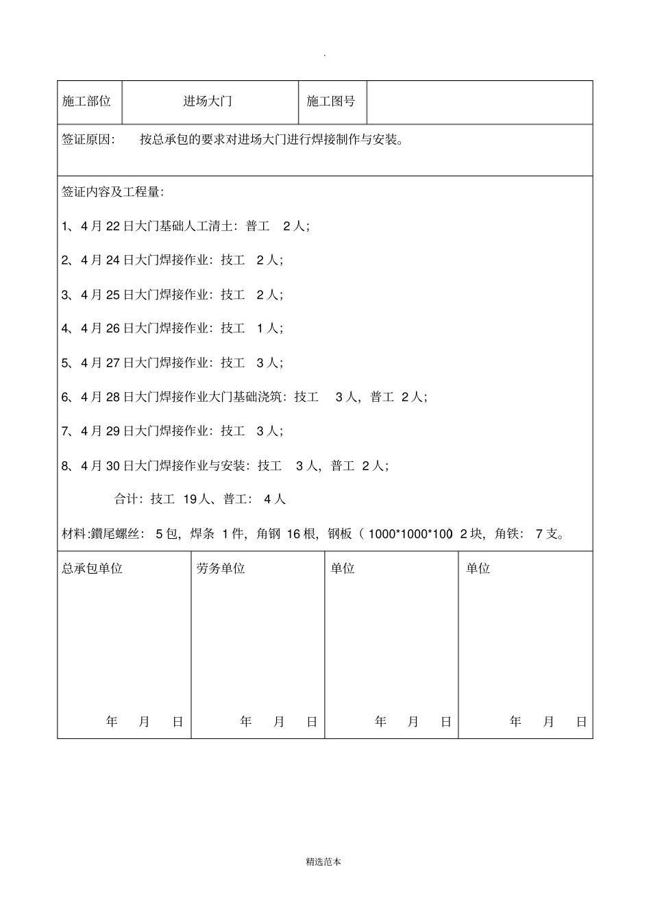 工程现场签证单模板_第3页