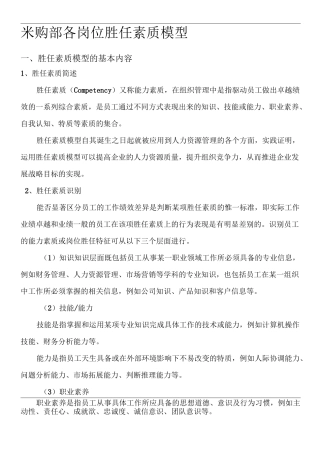 采购部各岗位胜任素质模型