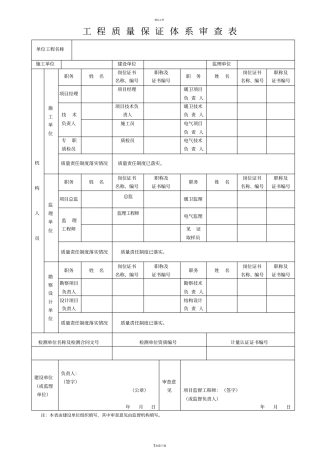 工程质量保证体系审查表