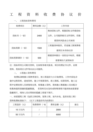 工程资料收费标准