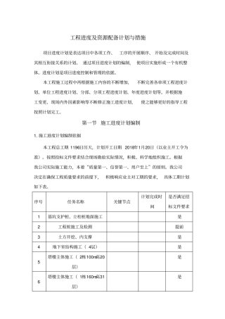 工程进度及资源配备计划与措施