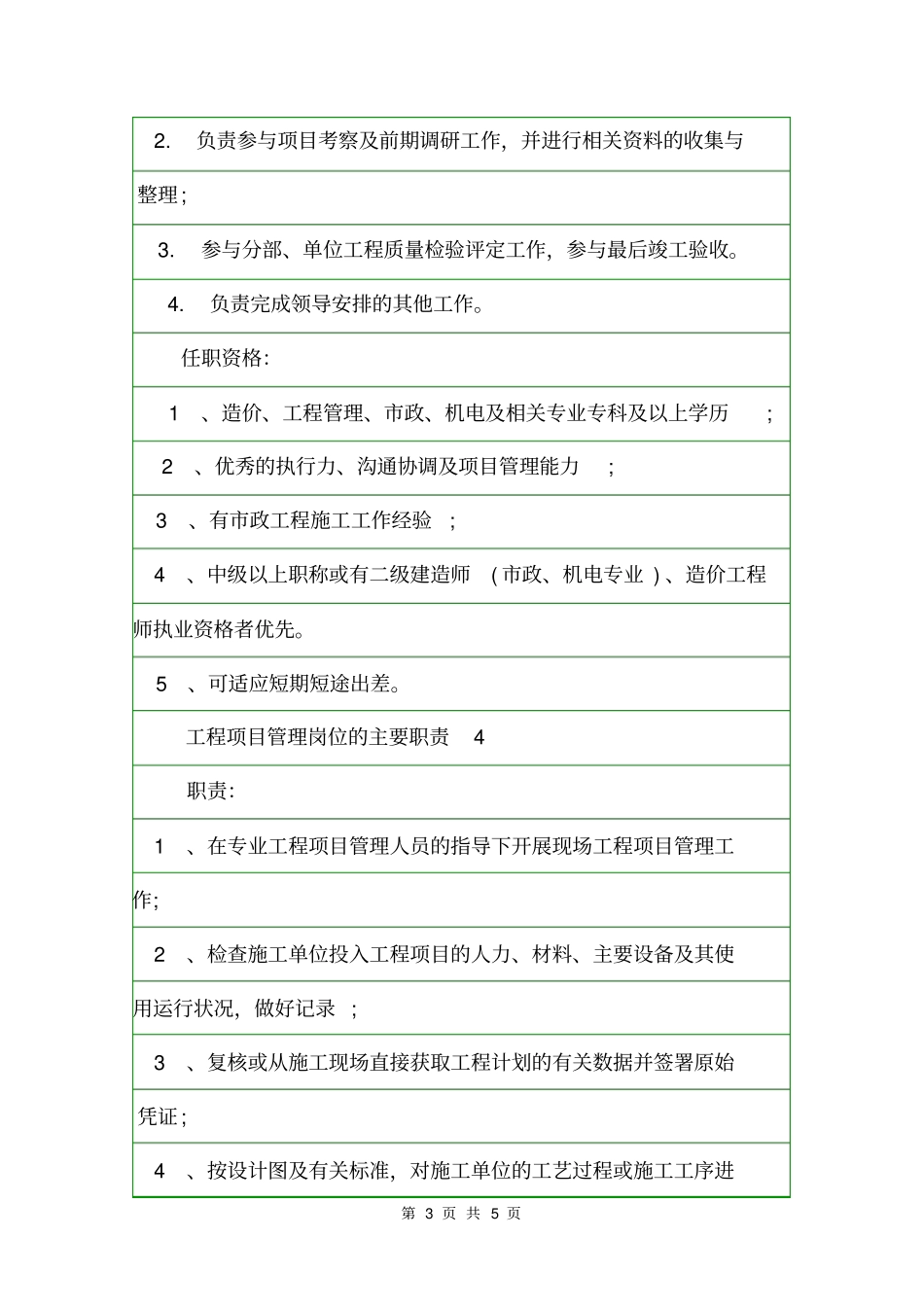 工程项目管理岗位的主要职责岗位职责_第3页