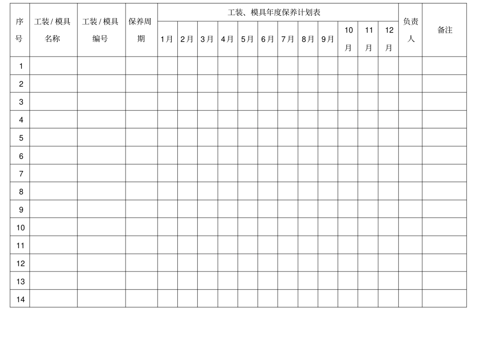 工装模具保养计划表_第1页