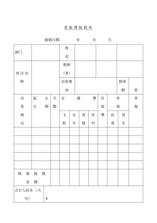 差旅费报销单模版