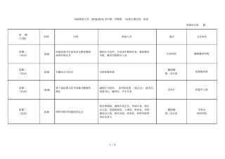 师范大学2018-2019学年第一学期第14周主要活动一览表