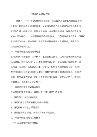 师资队伍建设规划