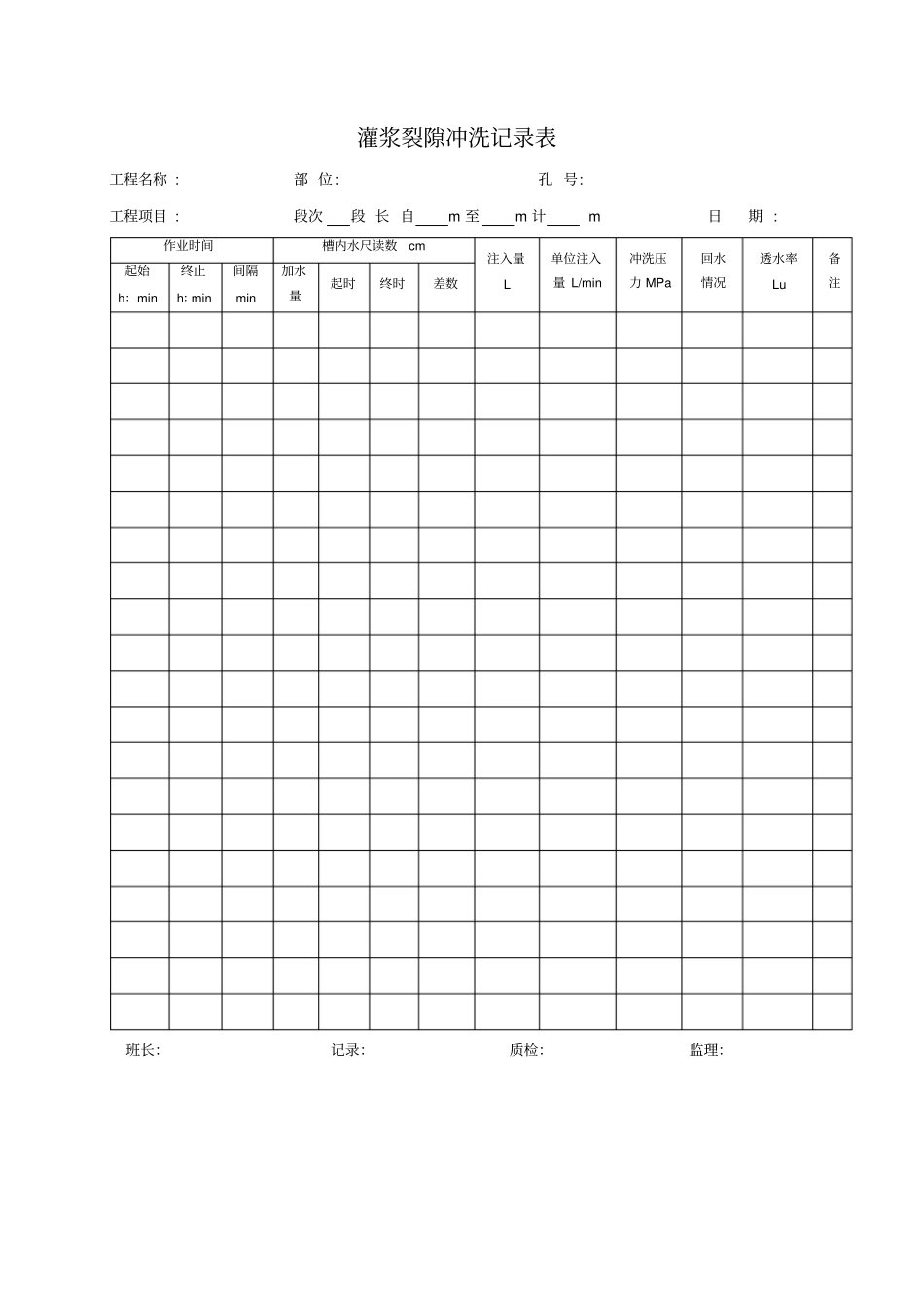 帷幕灌浆施工记录表_第2页