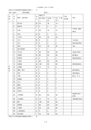 常州小学体育器材设施配备对照表