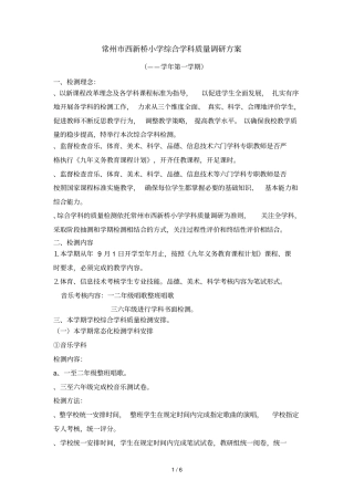 常州西新桥小学综合学科质量调研方案