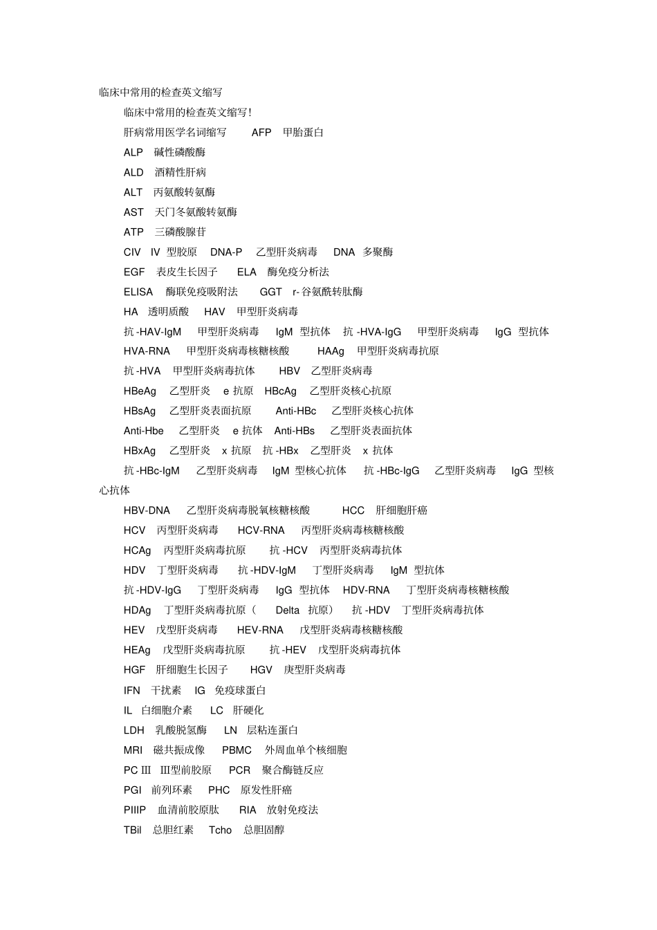 常用医学用语缩写剖析_第1页