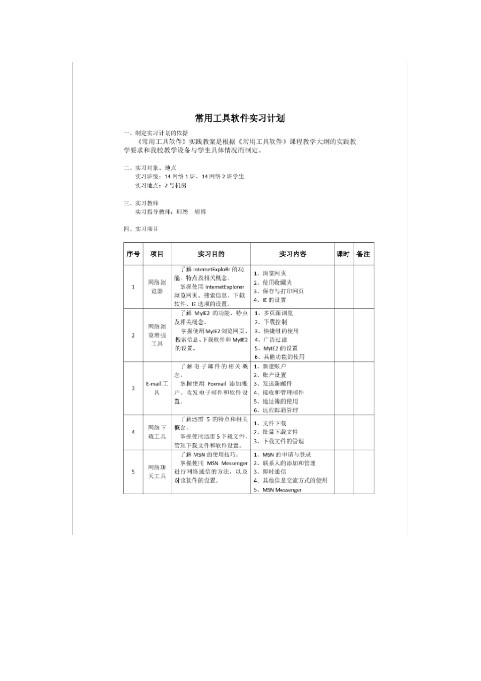 常用工具软件实习计划_第1页