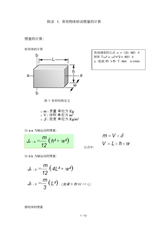 常用物体转动惯量-与扭矩计算