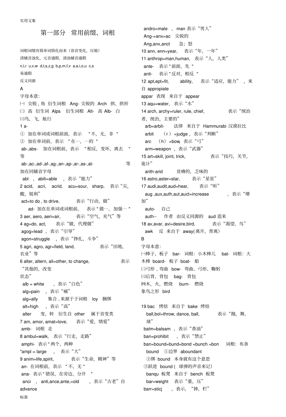 常用词根词缀表综合整理_第1页