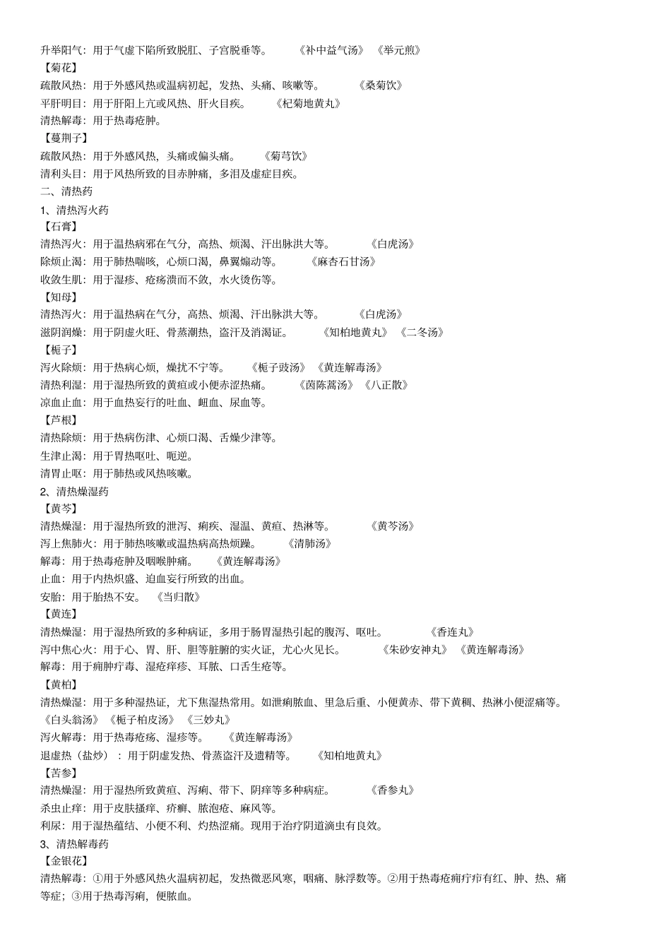 常见中药功效分类_第2页