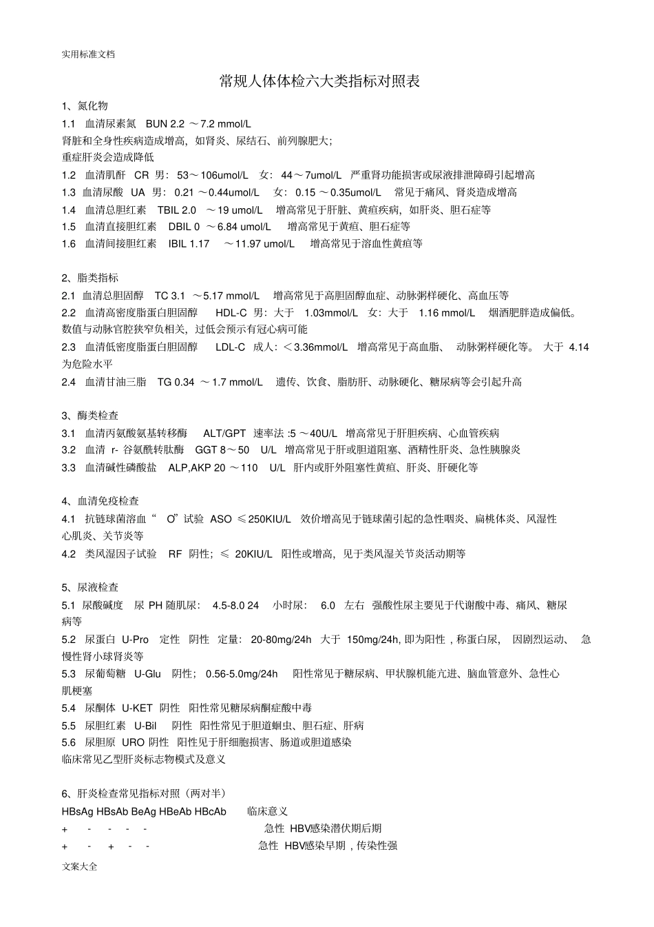 常规人体体检六大类指标对照表_第1页