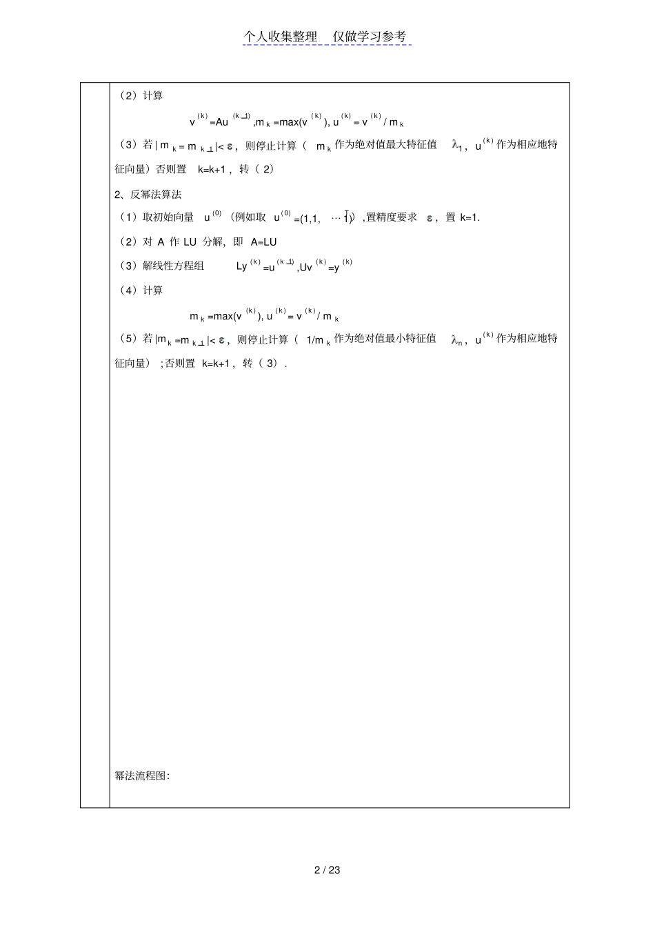 幂法和反幂法求矩阵特征值_课程设计_第2页