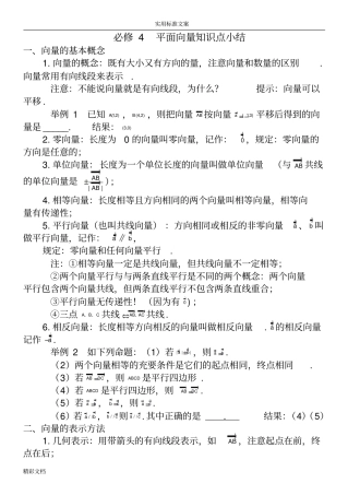 平面向量的知识点的总结精华