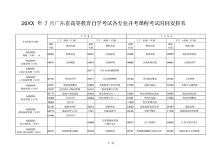 年7月广东高等教育自学考试各专业开考课程考试时间