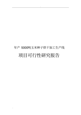 年产5000吨玉米种子烘干加工生产线项目可行性研究报告
