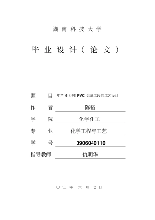 年产6万吨PVC合成工段的工艺设计