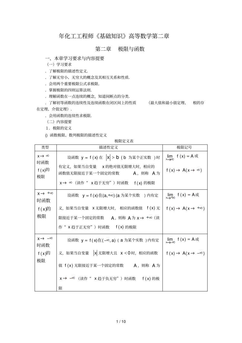 年化工工程师基础知识高等数学_第1页